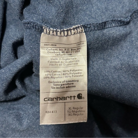 Carhartt Men's K87-NVY Large Short Sleeve T-Shirt - Navy XL Pocket Tee - Picture 4 of 7